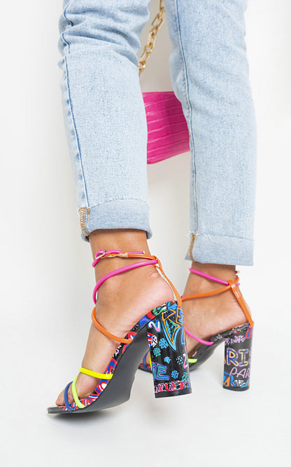 She Wears Glory™ Strappy Square Toe Block Heeled Sandals