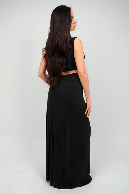 Twist Detail Plunge Split Leg Cut Out Maxi Dress - She Wears Glory Beverly Hills