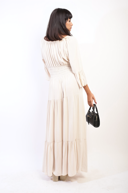 She Wears Glory™ Ruffle Hem Sleeve Shirred Waist Tiered Maxi Dress