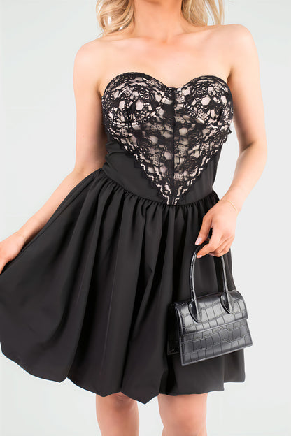 Strapless Heart-Shaped Lace Mini Dress - She Wears Glory Beverly Hills