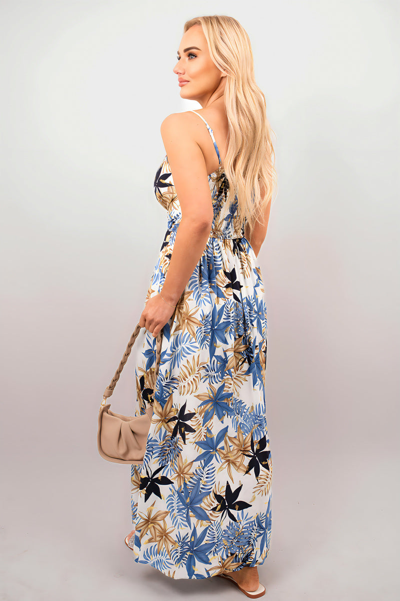 Floral V-Neck Sleeveless Romper Midi Dress - She Wears Glory Beverly Hills