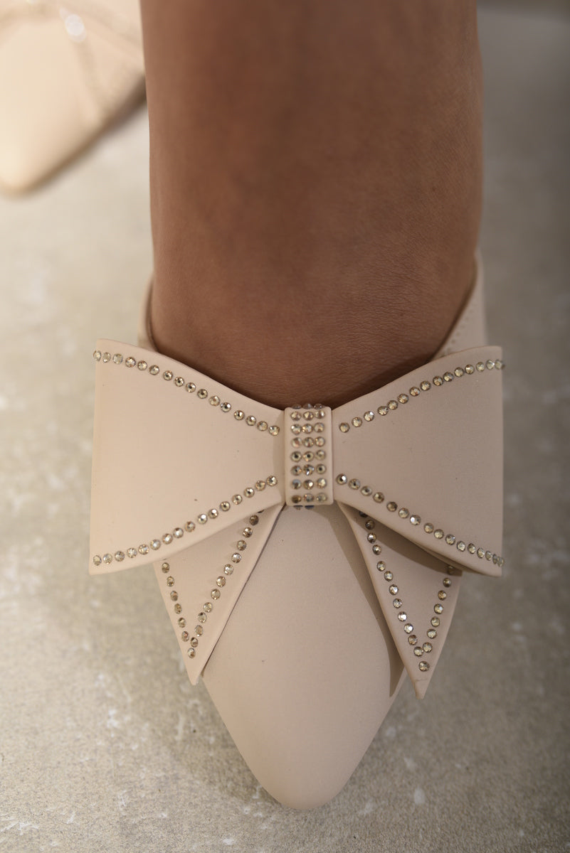 She Wears Glory™ Glitter Bow Tie Pointed Ankle Strap High Heels
