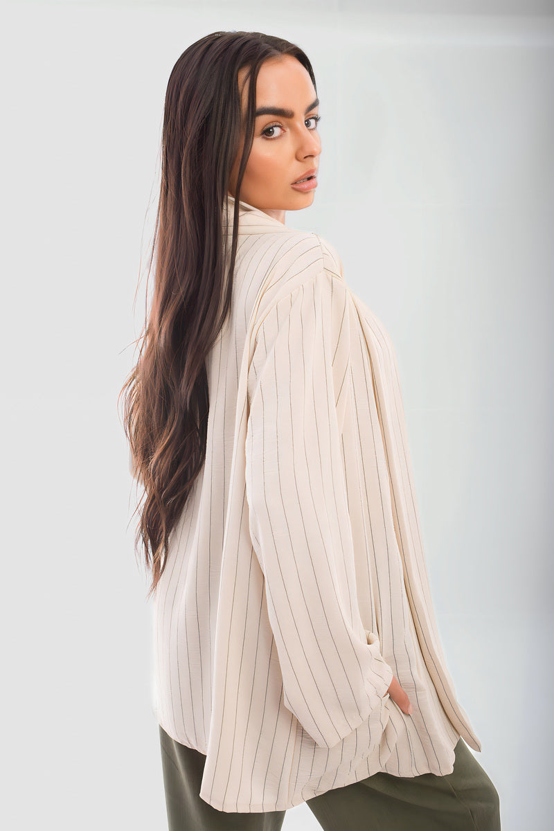 Oversized Striped Long Sleeve Cardigan with Pockets - She Wears Glory Beverly Hills