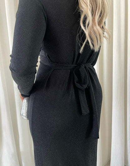 Glitter Twist Front Slit Maxi Dress - She Wears Glory Beverly Hills