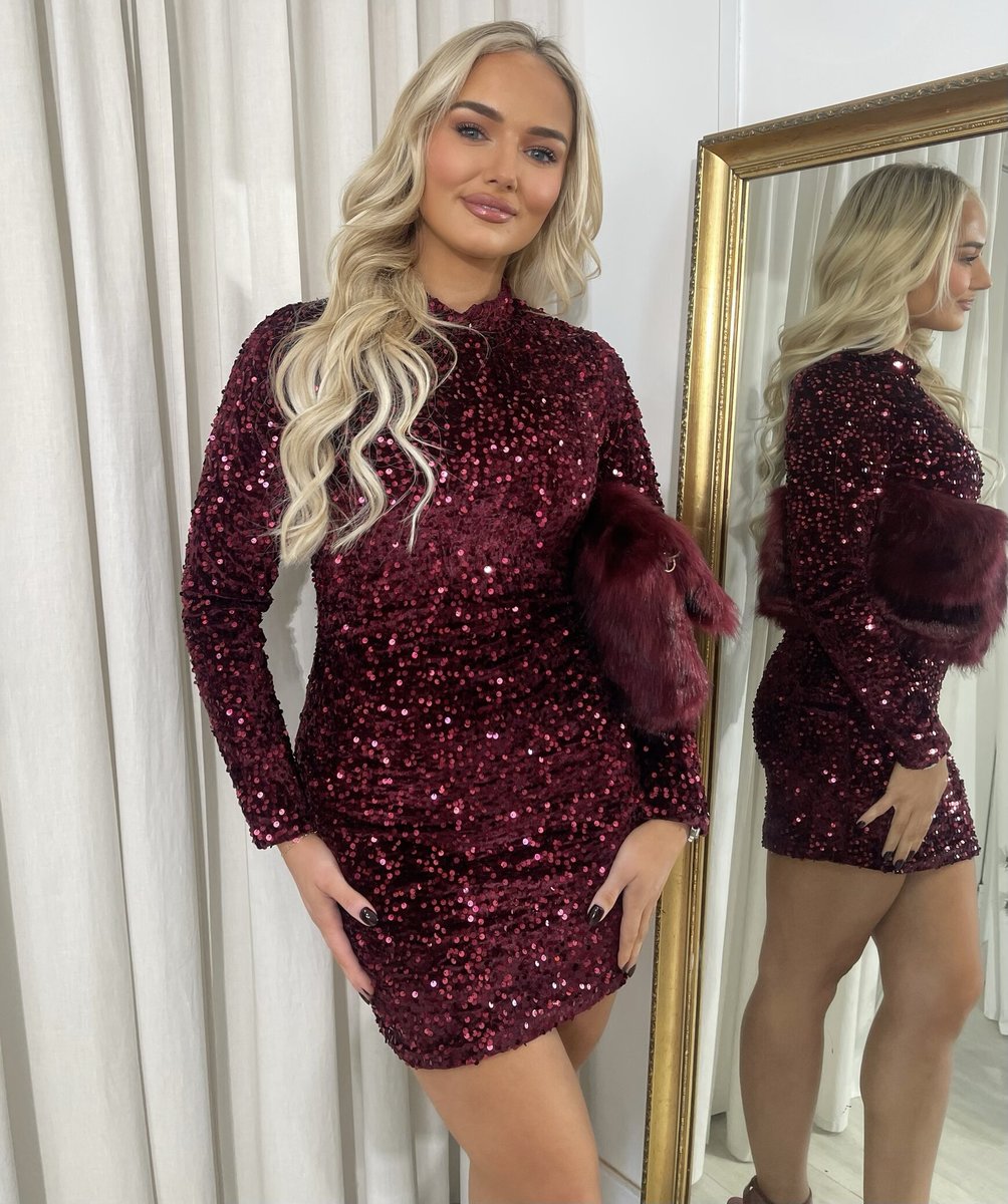 She Wears Glory™ Sequin Long Sleeve Bodycon Mini Dress - She Wears Glory Beverly Hills