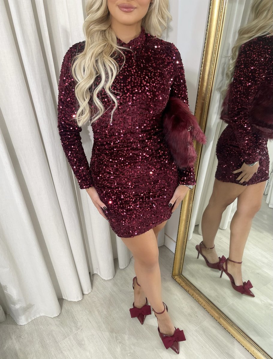 She Wears Glory™ Sequin Long Sleeve Bodycon Mini Dress - She Wears Glory Beverly Hills