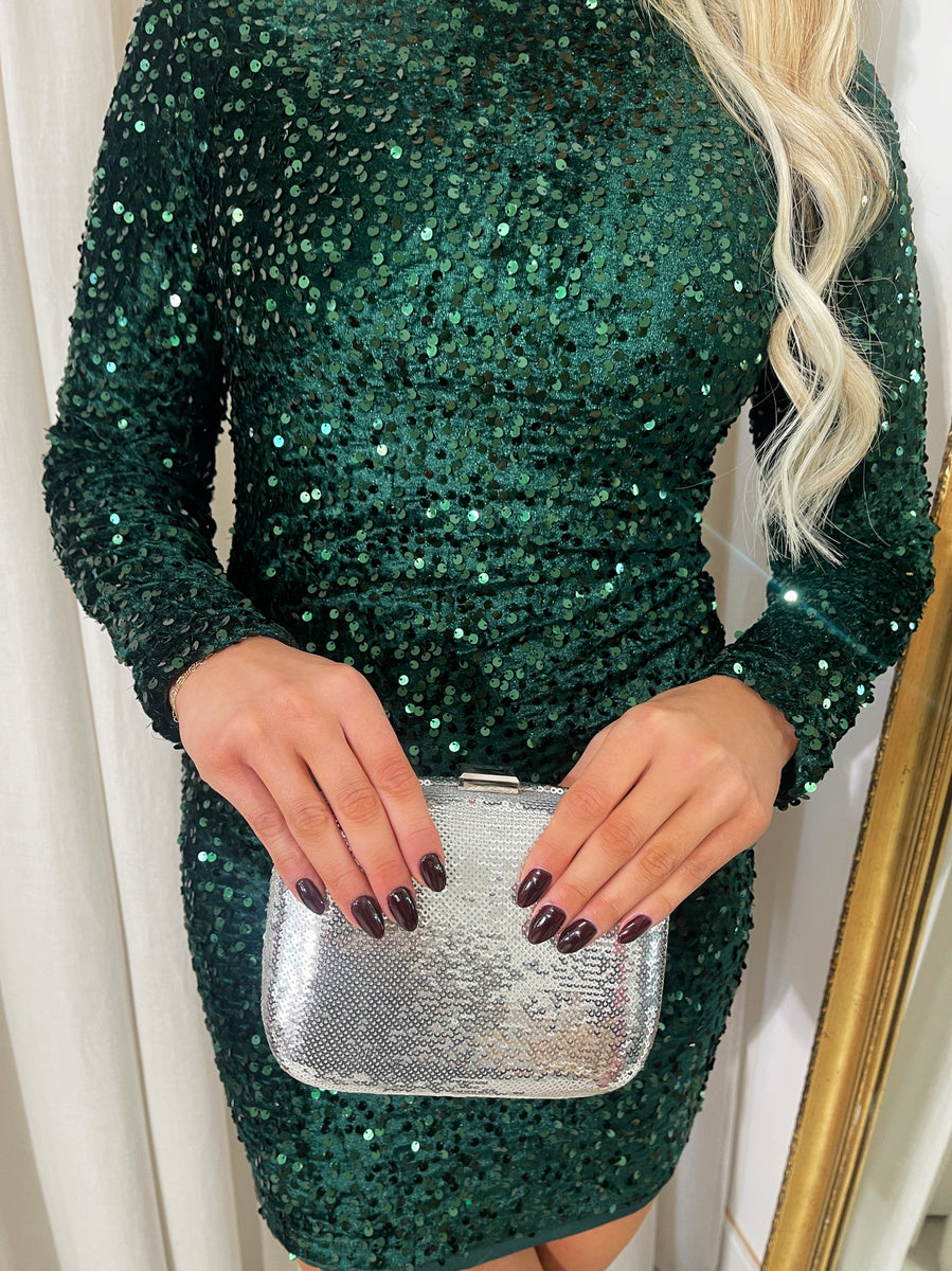 She Wears Glory™ Sequin Long Sleeve Bodycon Mini Dress - She Wears Glory Beverly Hills