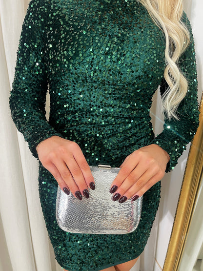 She Wears Glory™ Sequin Long Sleeve Bodycon Mini Dress - She Wears Glory Beverly Hills