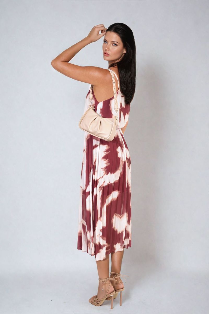 She Wears Glory™ Printed Strappy Pleated Midi Dress