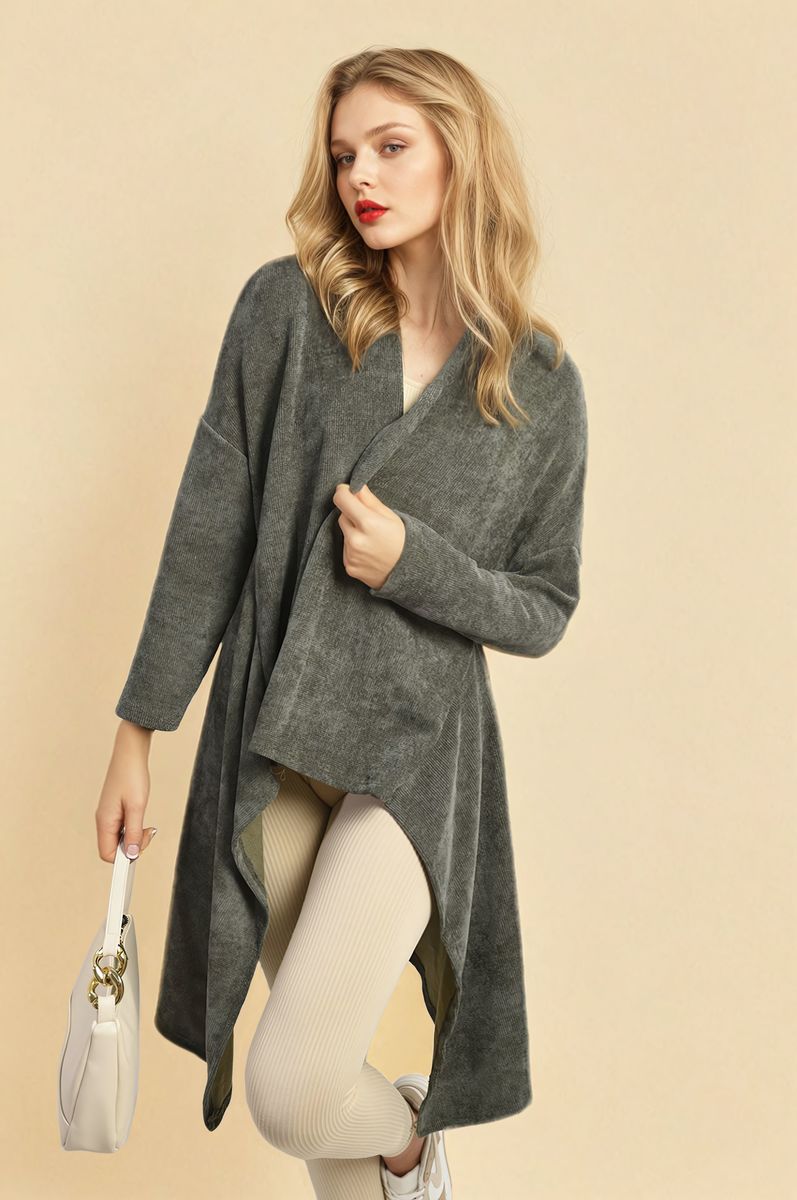 She Wears Glory™ Open Front Long Back Knitted Cardigan