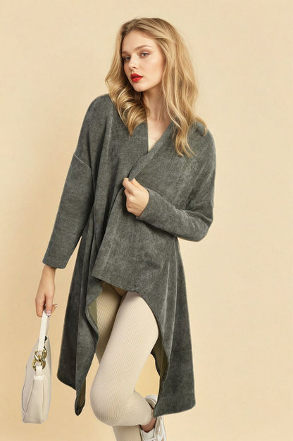 She Wears Glory™ Open Front Long Back Knitted Cardigan