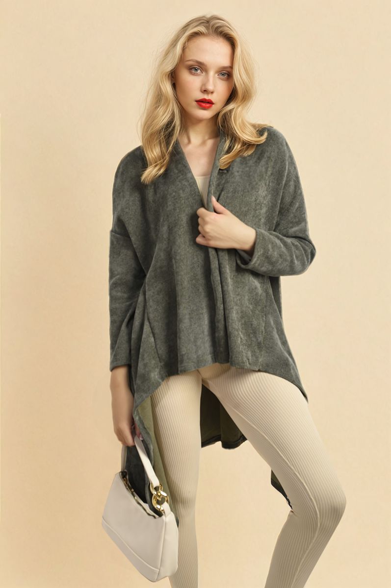 She Wears Glory™ Open Front Long Back Knitted Cardigan