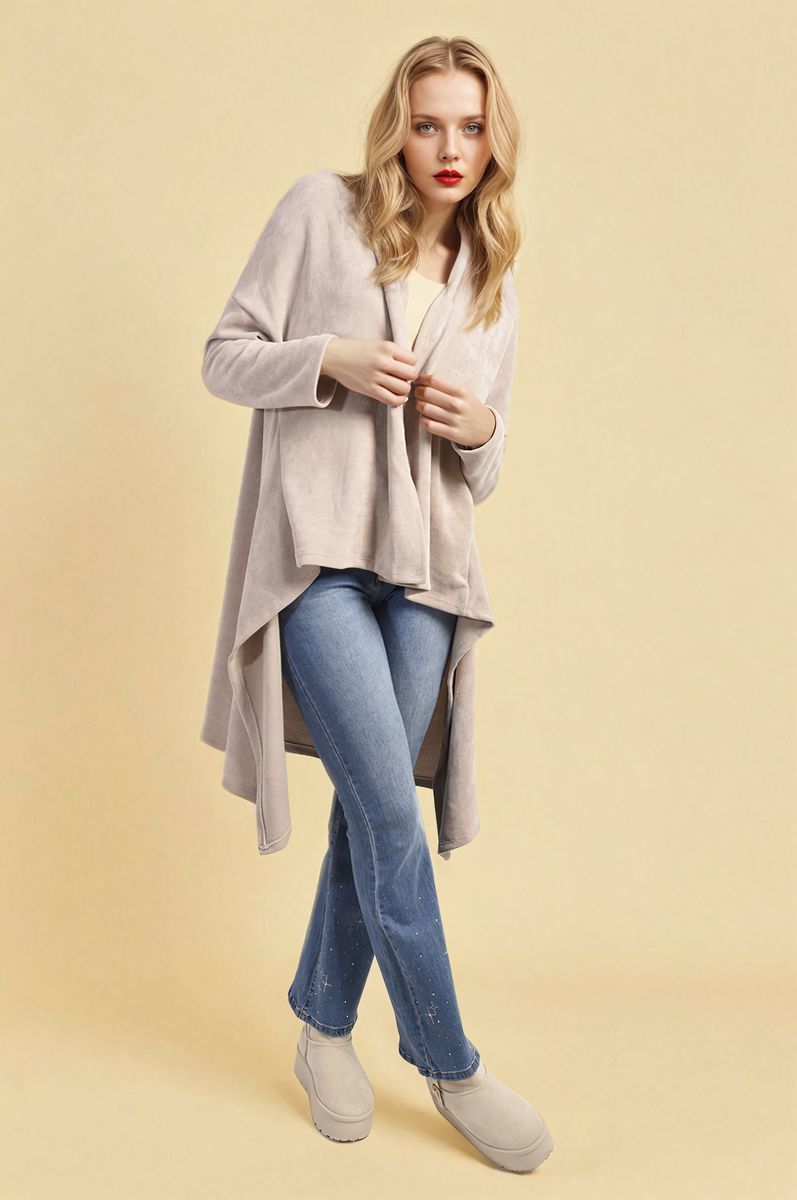 She Wears Glory™ Open Front Long Back Knitted Cardigan