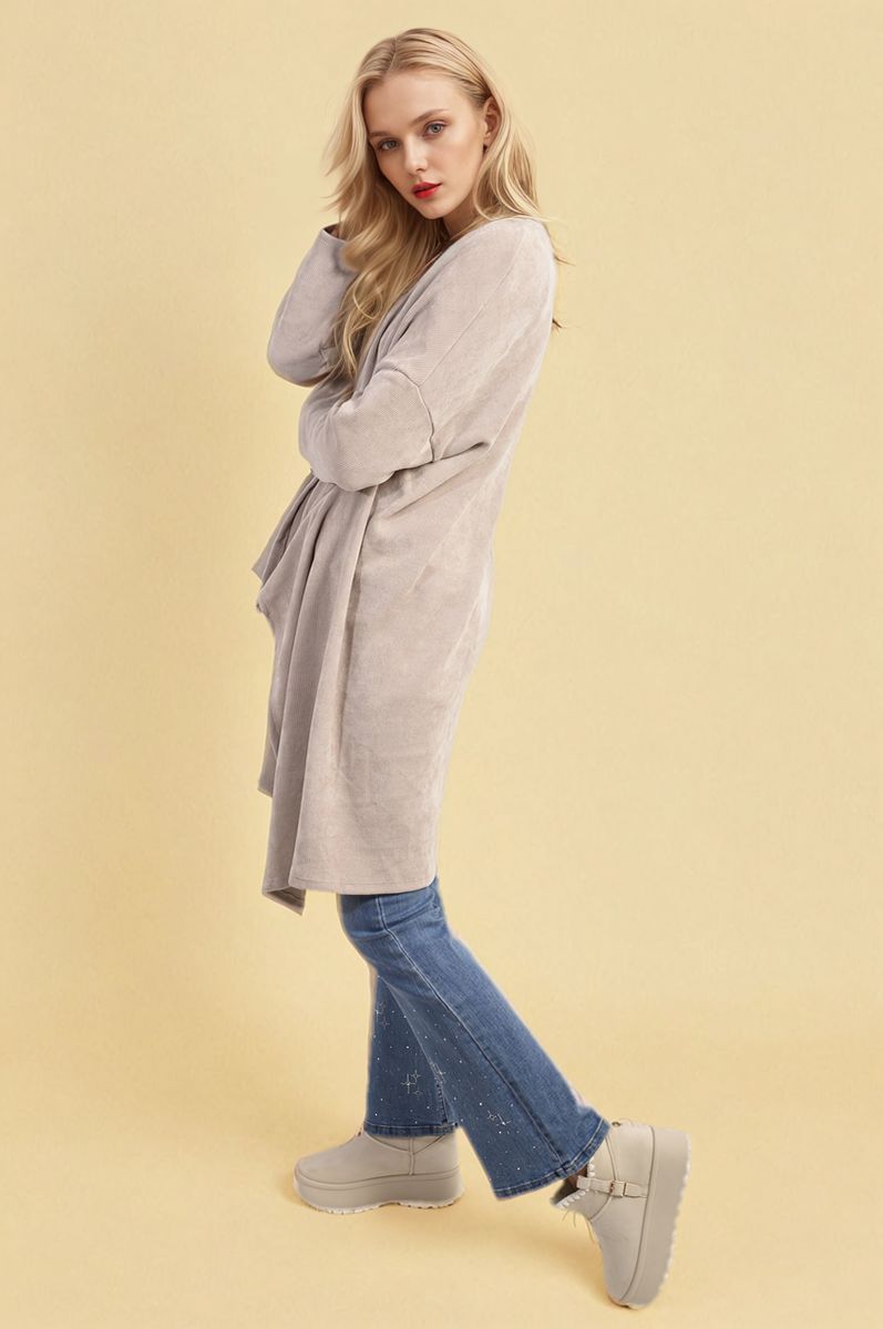She Wears Glory™ Open Front Long Back Knitted Cardigan