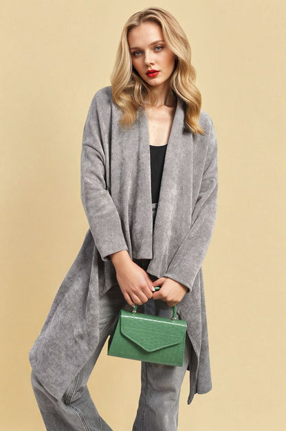 She Wears Glory™ Open Front Long Back Knitted Cardigan