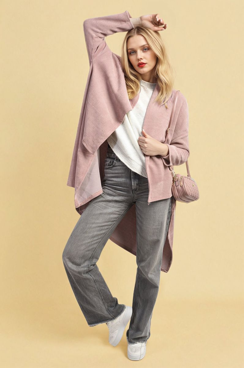 She Wears Glory™ Open Front Long Back Knitted Cardigan
