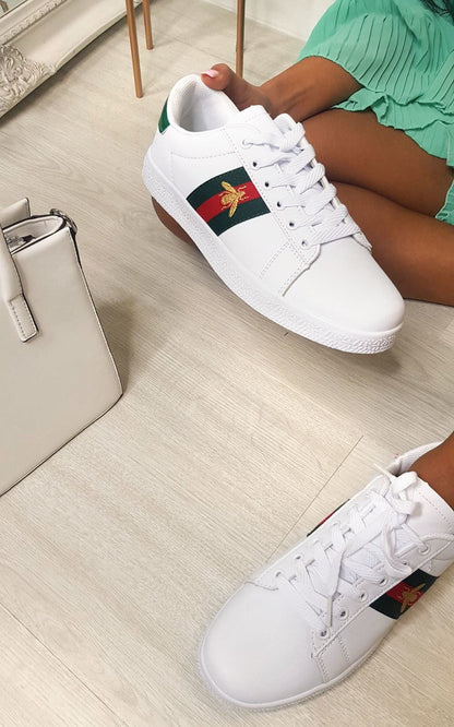 She Wears Glory™ Striped Bee Design Trainers