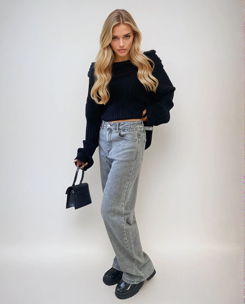 High Waist Loose Leg Jeans - She Wears Glory Beverly Hills