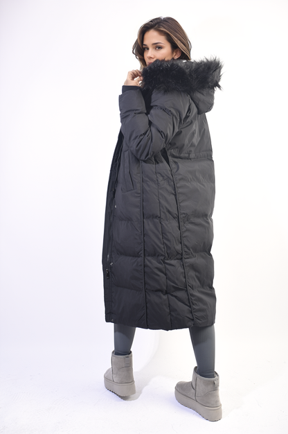She Wears Glory™ Longline Faux Fur Hooded Puffer Jacket
