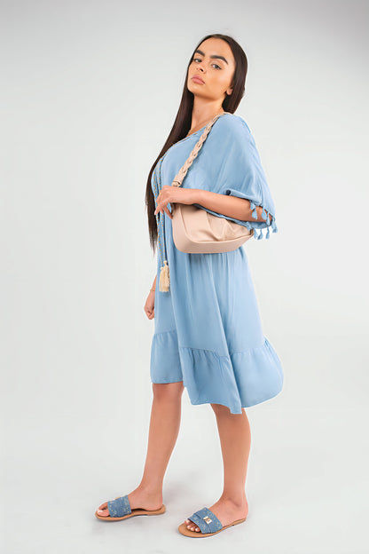 She Wears Glory™ V-Neck Short Sleeve Midi Dress with Tassel Detail