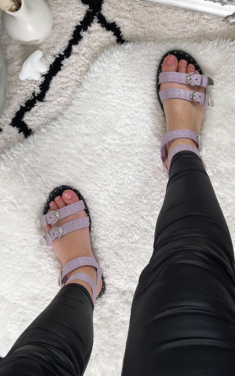 She Wears Glory™ Studded Double Buckle Sliders