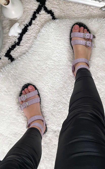 She Wears Glory™ Studded Double Buckle Sliders