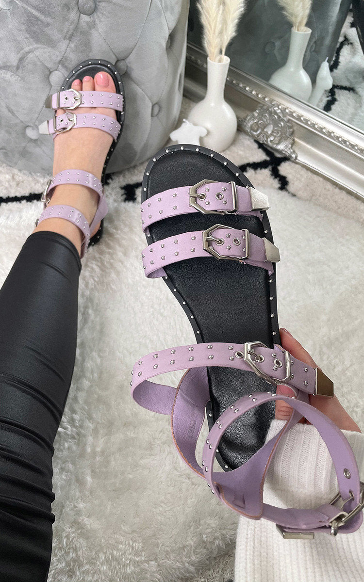 She Wears Glory™ Studded Double Buckle Sliders