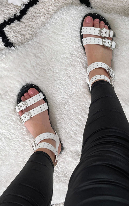 She Wears Glory™ Studded Double Buckle Sliders