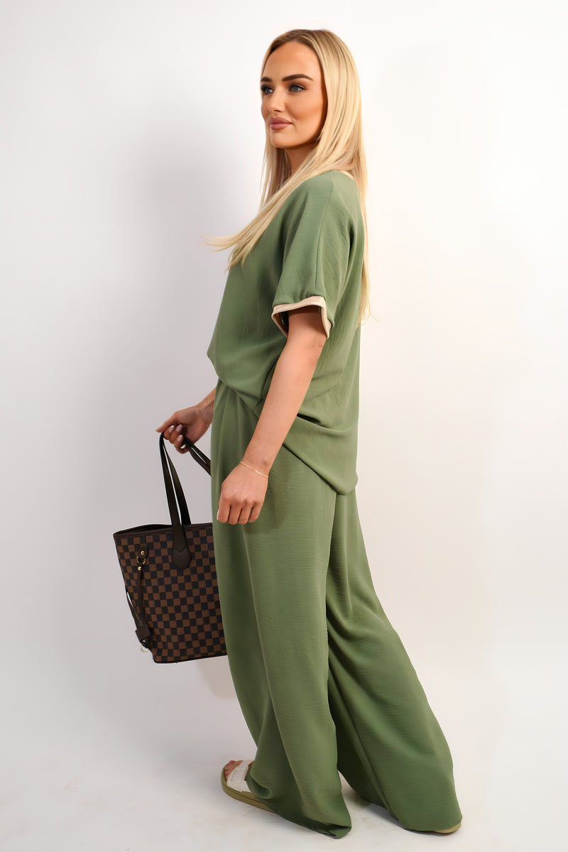 Drawstring Shiny Waist Wide Leg Trouser - She Wears Glory Beverly Hills