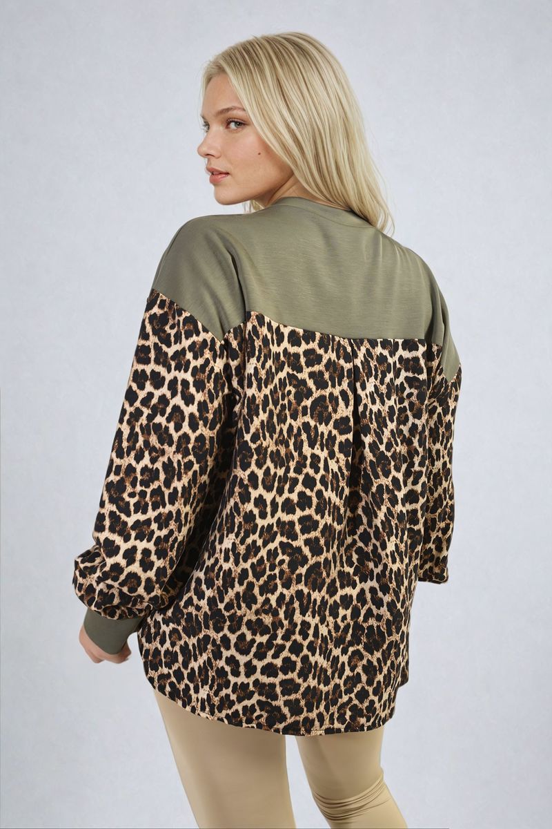 She Wears Glory™ Leopard Print Long Sleeve Knitted Jumper