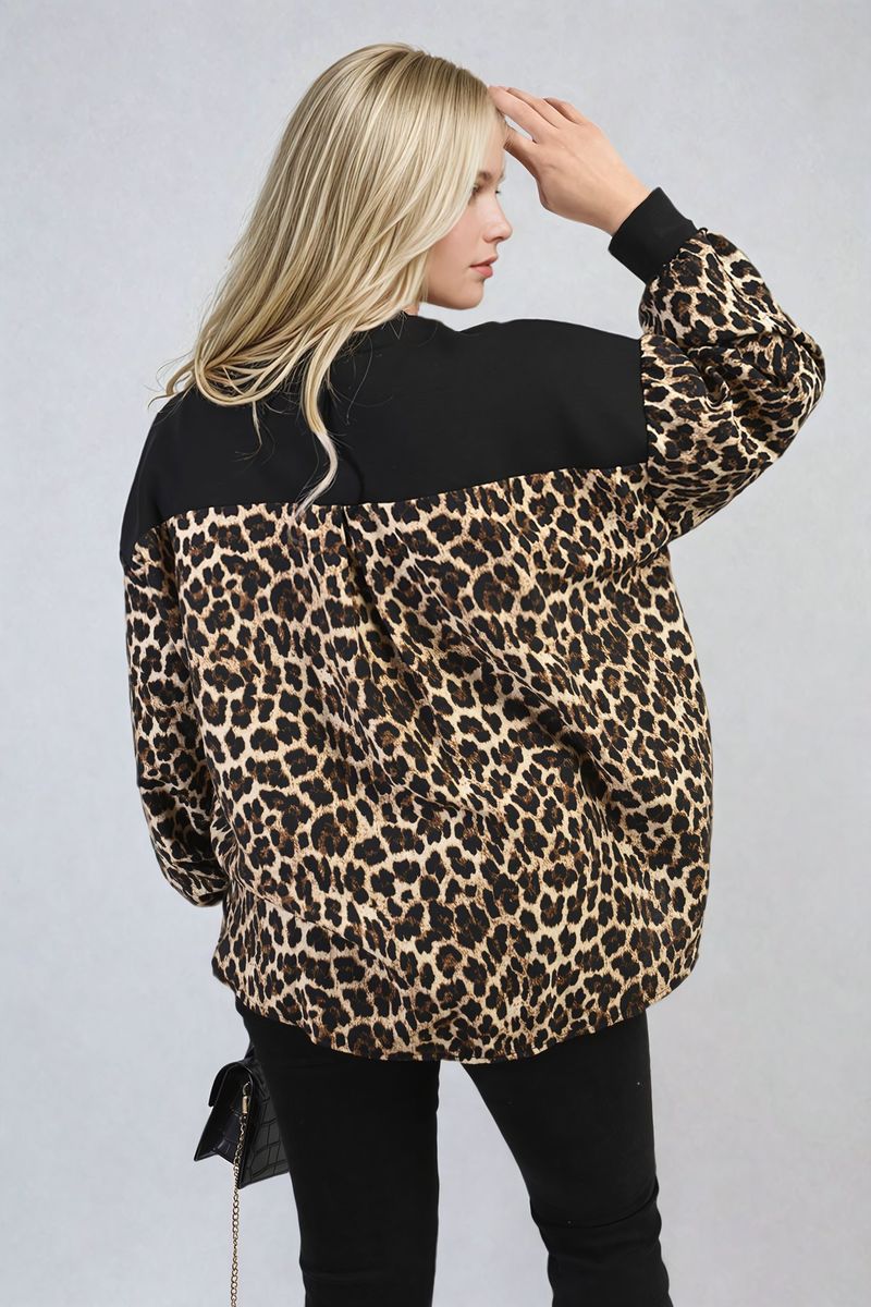 She Wears Glory™ Leopard Print Long Sleeve Knitted Jumper