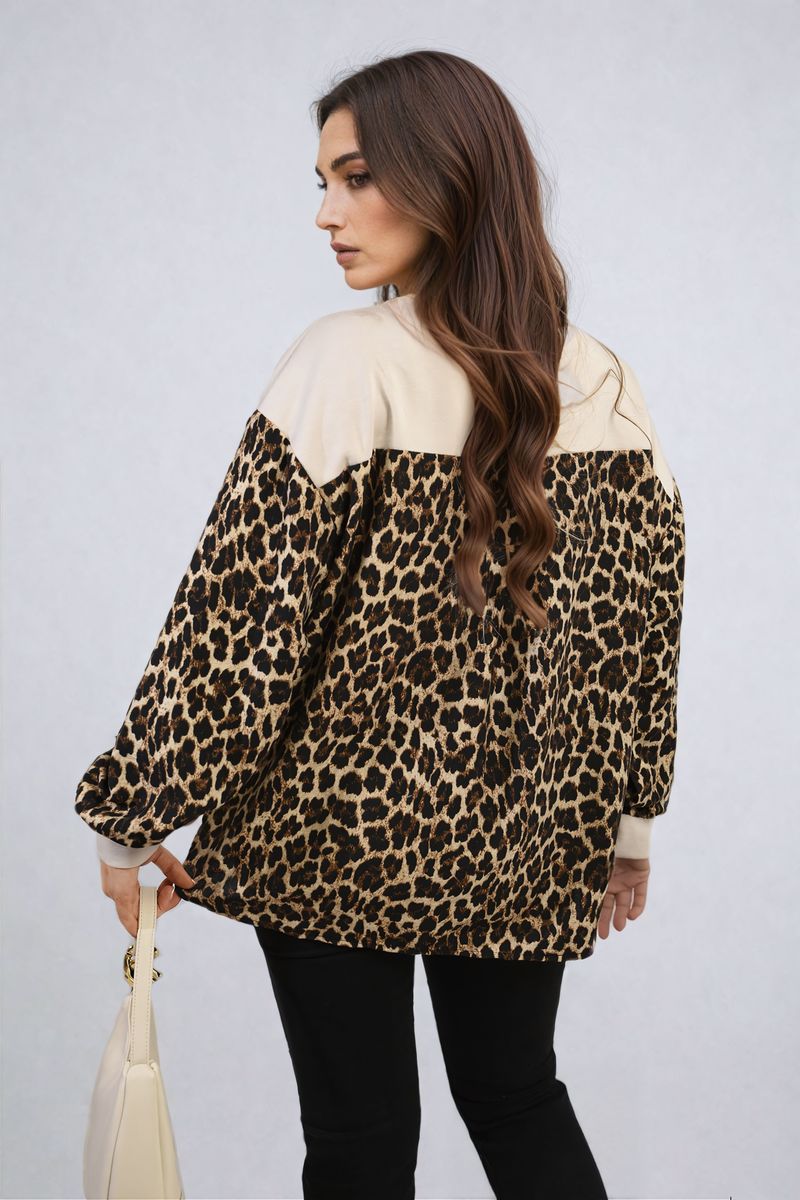 She Wears Glory™ Leopard Print Long Sleeve Knitted Jumper