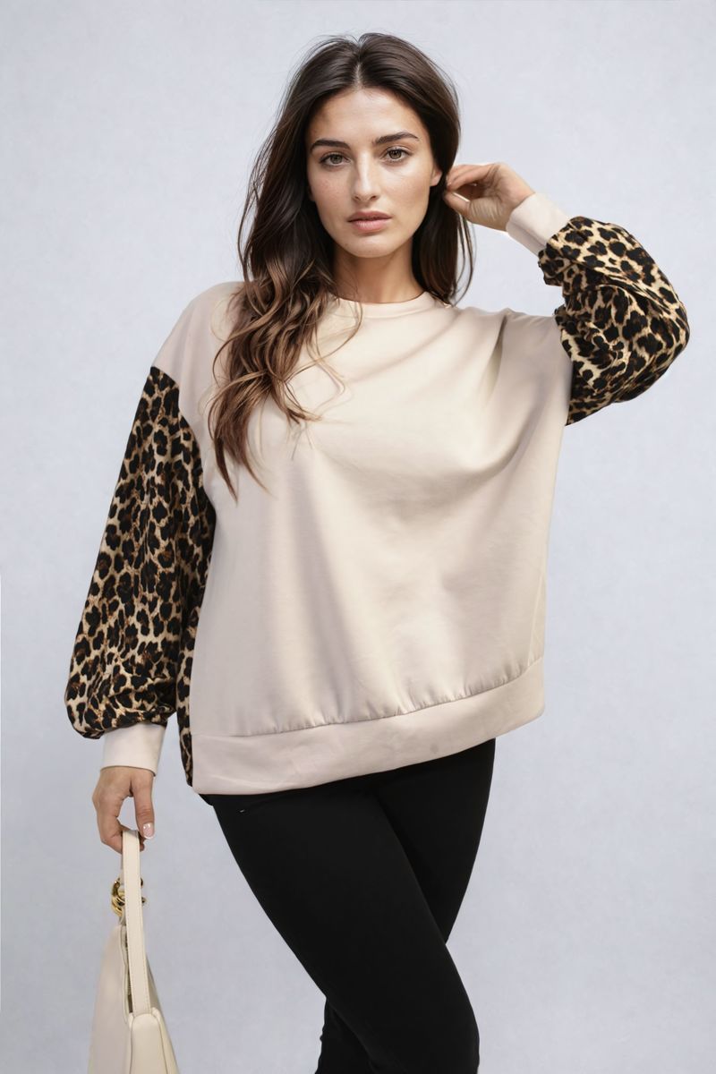 She Wears Glory™ Leopard Print Long Sleeve Knitted Jumper