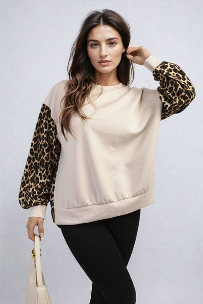 She Wears Glory™ Leopard Print Long Sleeve Knitted Jumper