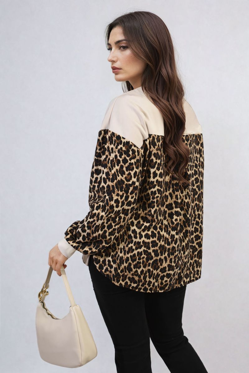 She Wears Glory™ Leopard Print Long Sleeve Knitted Jumper