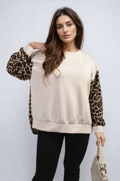 She Wears Glory™ Leopard Print Long Sleeve Knitted Jumper