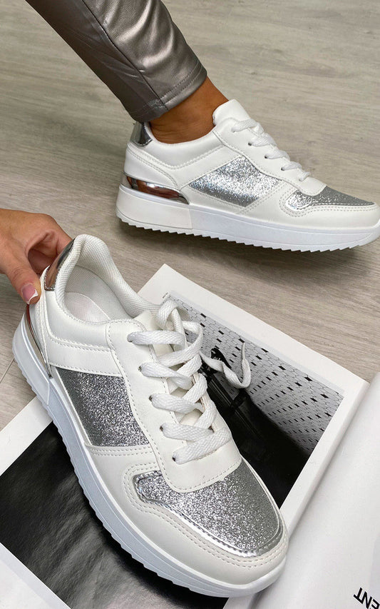 She Wears Glory™ Faux Leather Trainer with Sparkle Detail