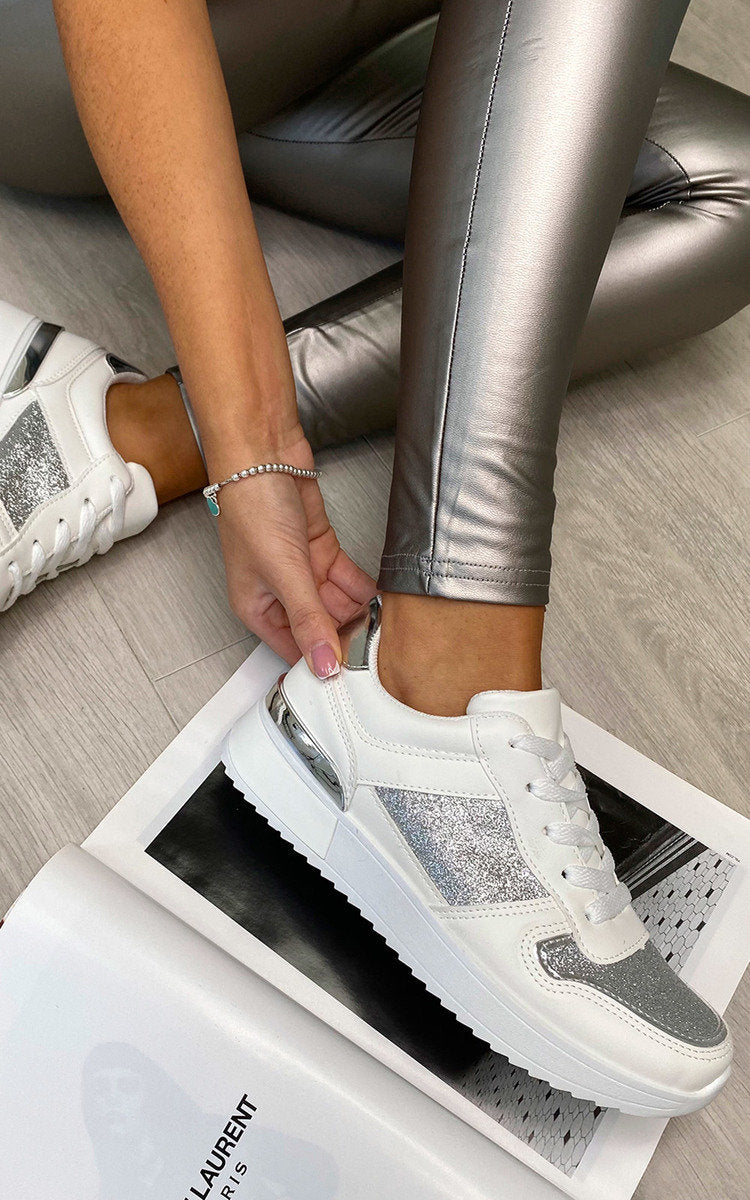 She Wears Glory™ Faux Leather Trainer with Sparkle Detail