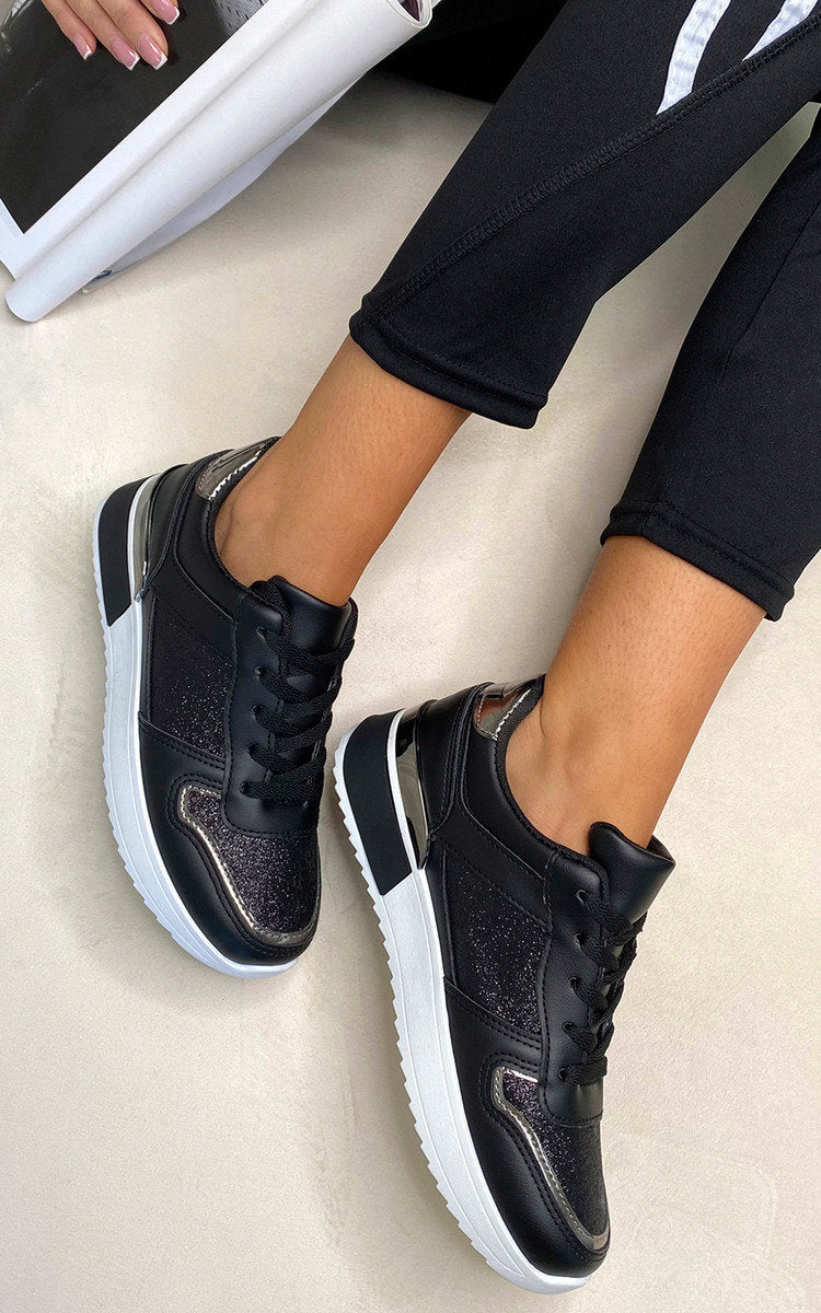 She Wears Glory™ Faux Leather Trainer with Sparkle Detail