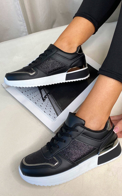 She Wears Glory™ Faux Leather Trainer with Sparkle Detail