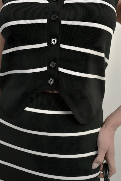 Stripe Button Down Vest Top & Skirt Co-ord Set - She Wears Glory Beverly Hills