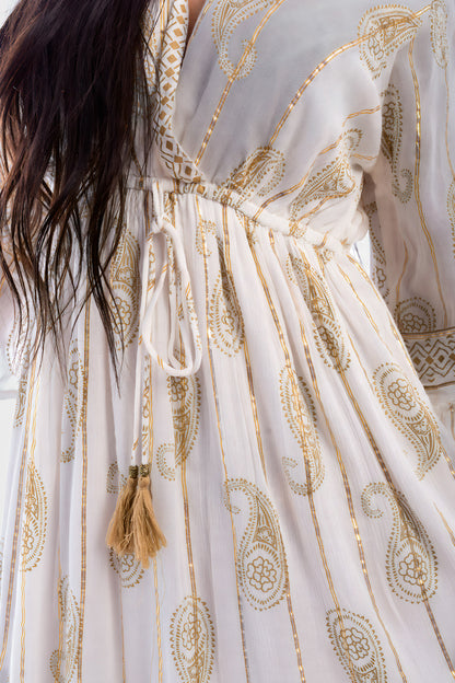 V-neck Tassel Detail Embellished Boho Maxi Dress - She Wears Glory Beverly Hills