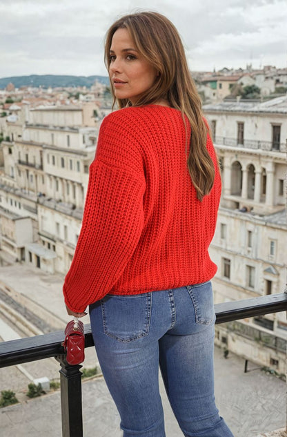 She Wears Glory™ Melissa Chunky Cable Button Knit Cardigan - She Wears Glory Beverly Hills