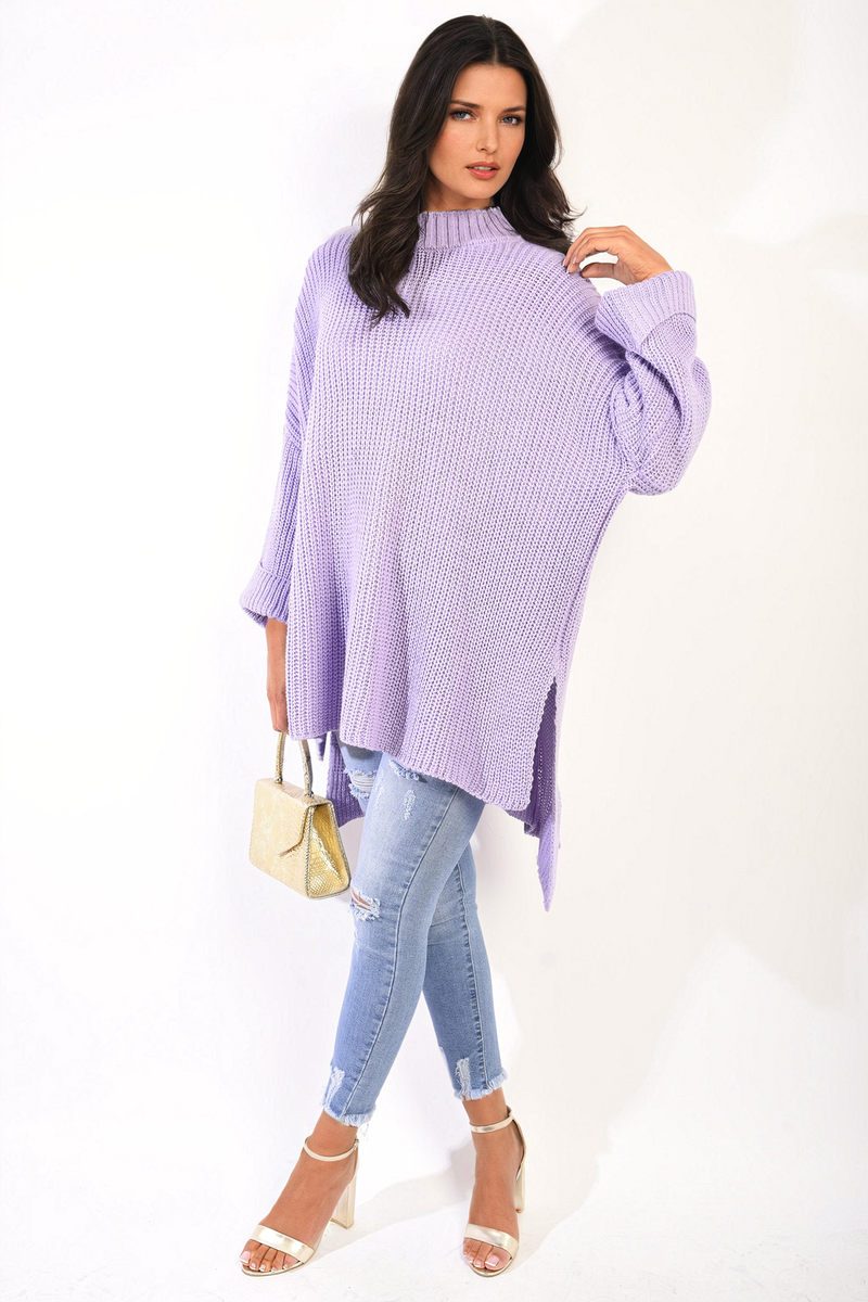 She Wears Glory™ High Neck Oversized Long Sleeve Knitted Jumper