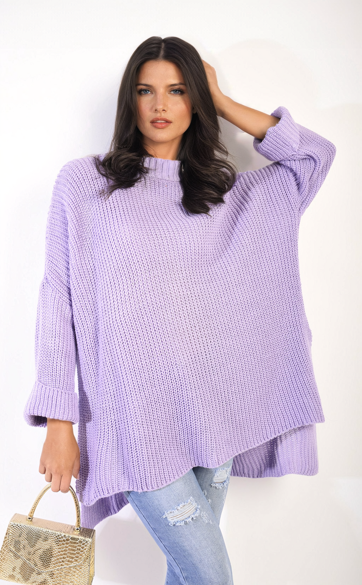 She Wears Glory™ High Neck Oversized Long Sleeve Knitted Jumper