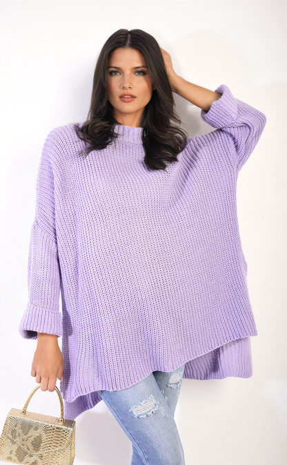 She Wears Glory™ High Neck Oversized Long Sleeve Knitted Jumper