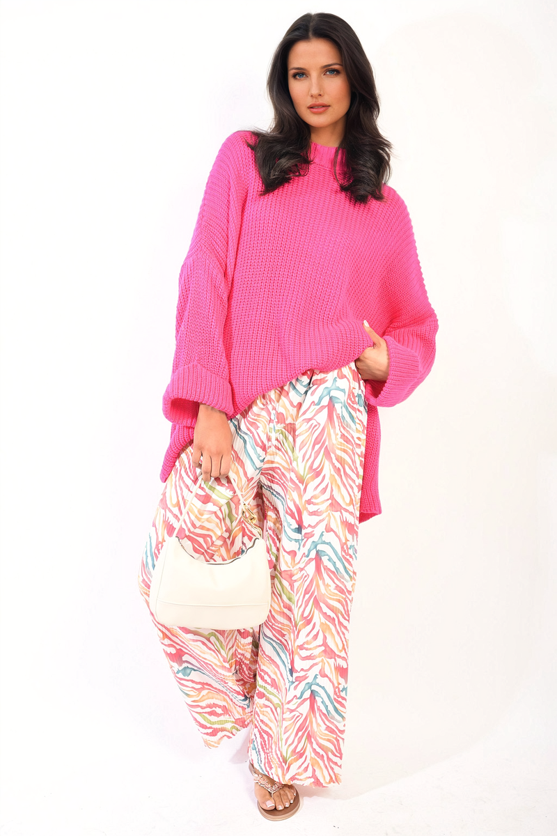 She Wears Glory™ High Neck Oversized Long Sleeve Knitted Jumper