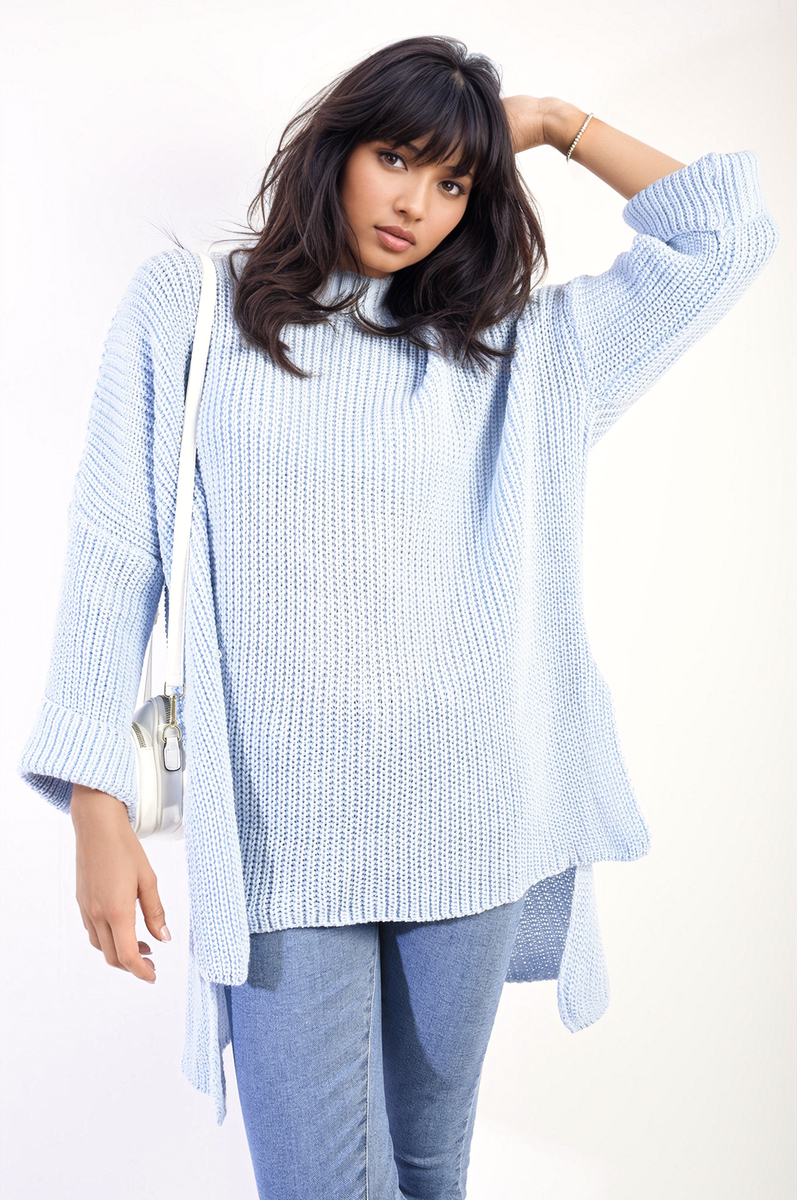 She Wears Glory™ High Neck Oversized Long Sleeve Knitted Jumper