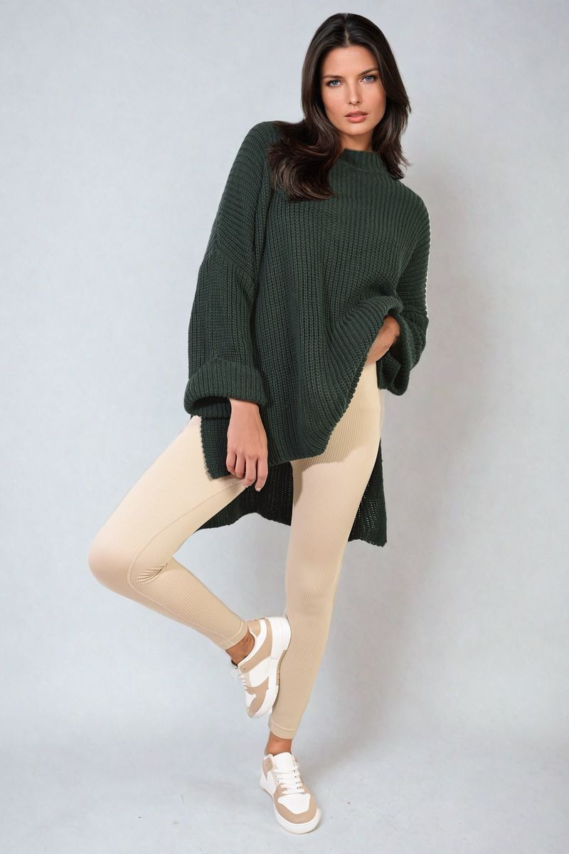 She Wears Glory™ High Neck Oversized Long Sleeve Knitted Jumper