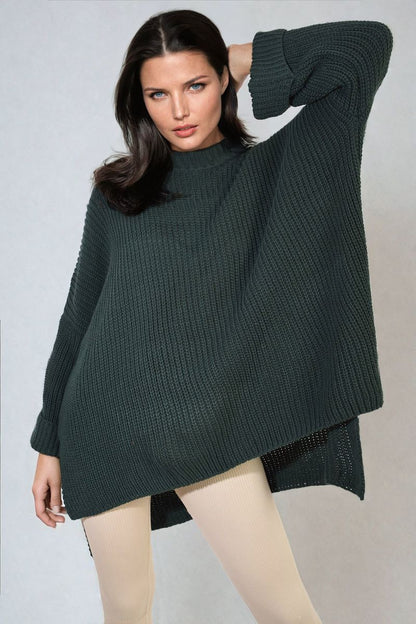 She Wears Glory™ High Neck Oversized Long Sleeve Knitted Jumper